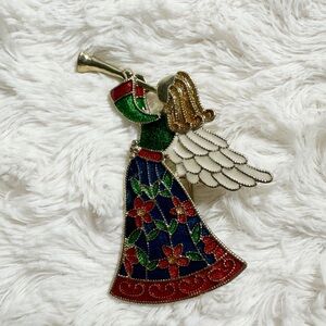 🎄Vintage Enamel Christmas Angel Brooch